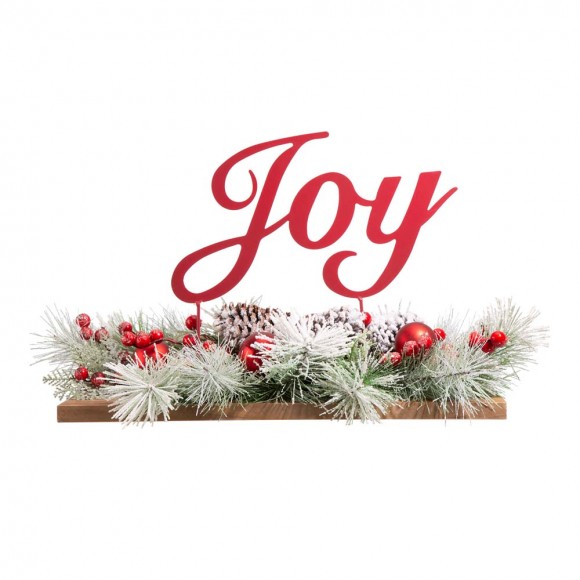 glitzhome Glitzhome 20"L Christmas Metal "Joy" Floral Centerpiece Table Decor