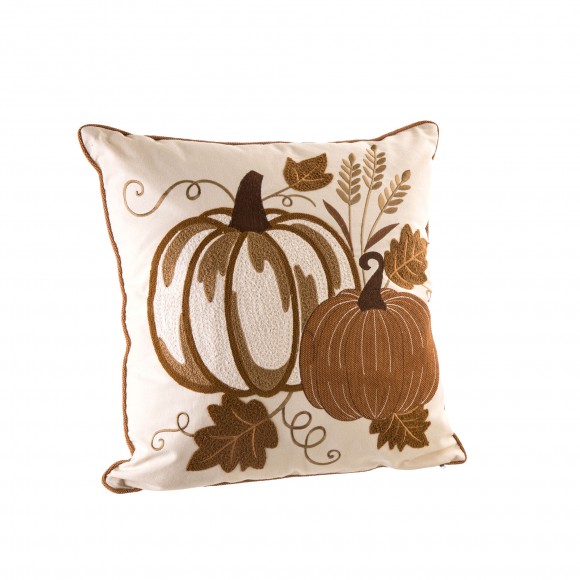 Glitzhome Glitzhome 20"L Cotton Embroidered Pumpkin Pillow Cover