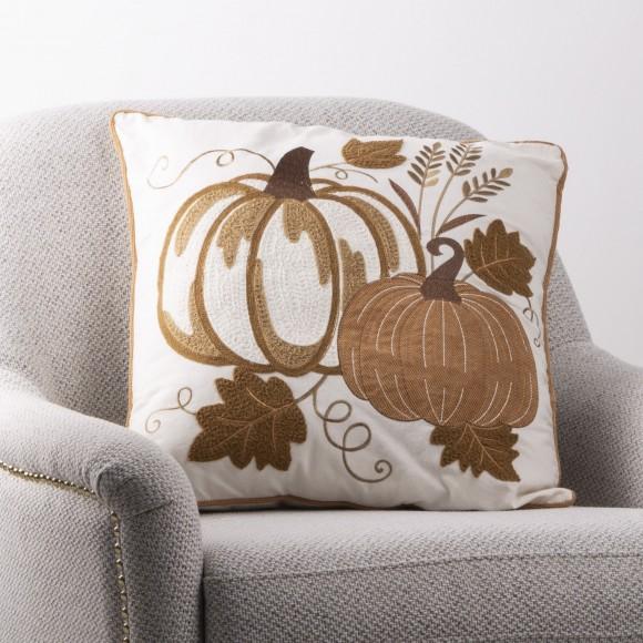 glitzhome Glitzhome 20"L Cotton Embroidered Pumpkin Pillow Cover