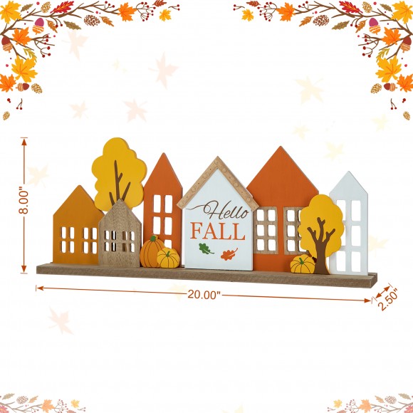 Glitzhome Glitzhome 20"L Fall Wooden House Table Décor