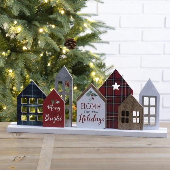 Glitzhome Glitzhome 20"L Metal & Wooden Christmas House Table Décor