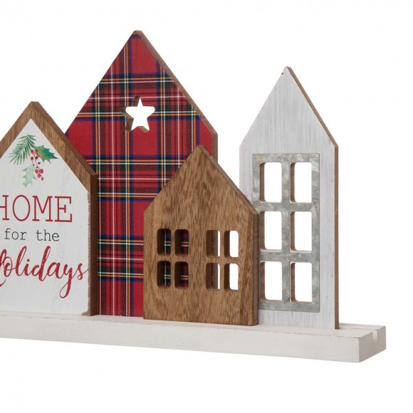 Glitzhome Glitzhome 20"L Metal & Wooden Christmas House Table Décor