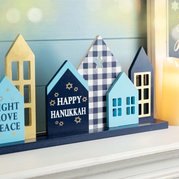 Glitzhome Glitzhome 20"L Wooden Hanukkah House Table Decor