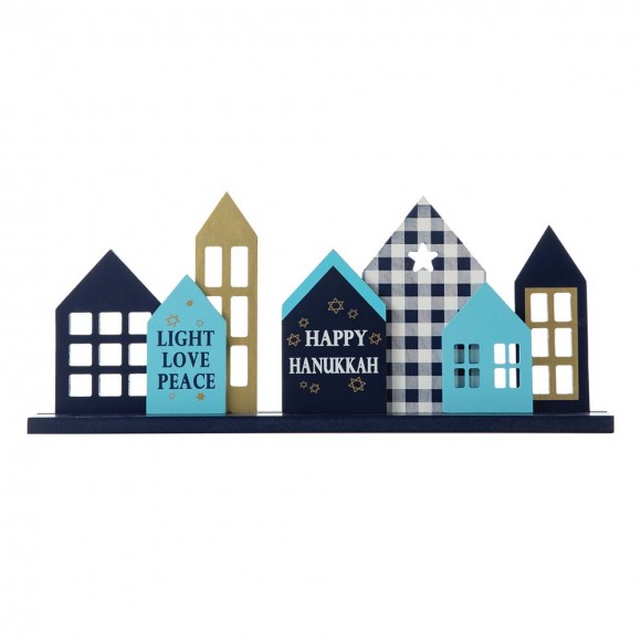 Glitzhome Glitzhome 20"L Wooden Hanukkah House Table Decor