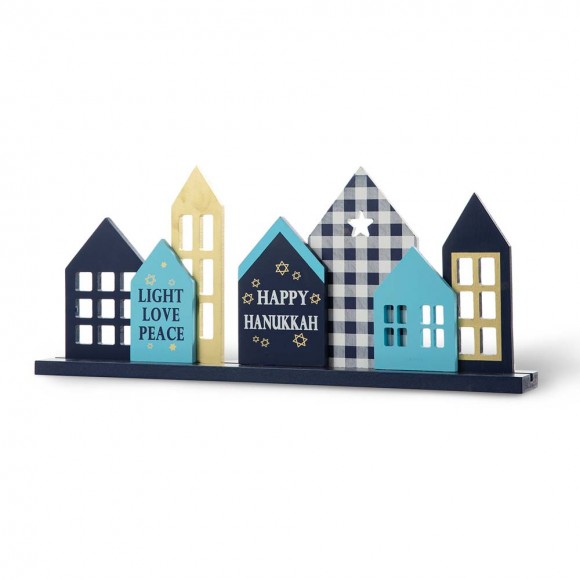 glitzhome Glitzhome 20"L Wooden Hanukkah House Table Decor