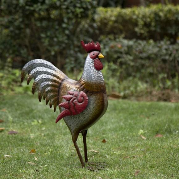 Glitzhome Glitzhome 21.25"H Farmhouse Rustic Galvanized Metal Rooster Statue Décor