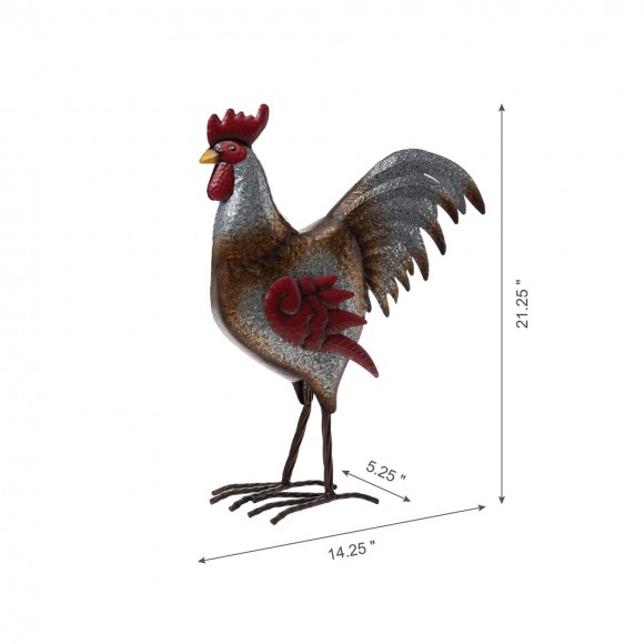Glitzhome Glitzhome 21.25"H Farmhouse Rustic Galvanized Metal Rooster Statue Décor