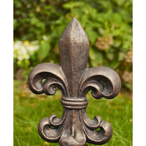 Glitzhome Glitzhome 21.25"H MGO Bronze Standing Fleur De Lis Garden Statue