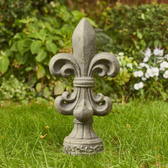 Glitzhome Glitzhome 21.25"H MGO Standing Fleur De Lis Garden Statue