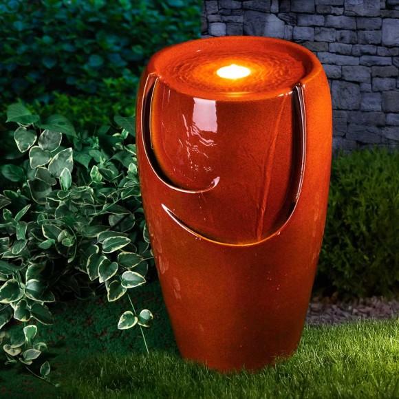Glitzhome Glitzhome 21.25"H Red Ceramic Pot Fountain With Pump And LED Light