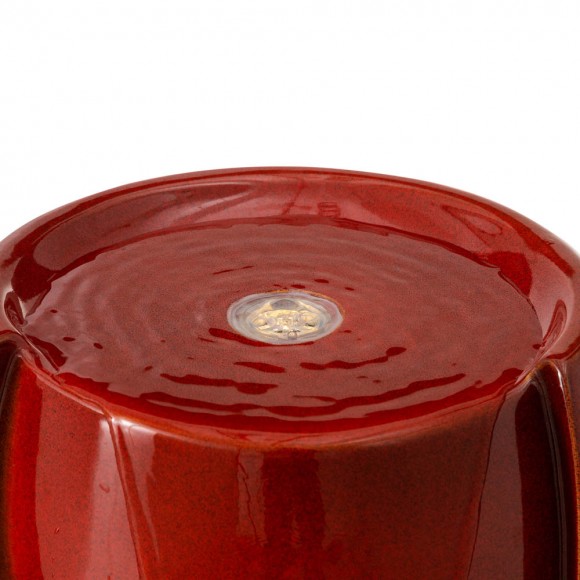 Glitzhome Glitzhome 21.25"H Red Ceramic Pot Fountain With Pump And LED Light