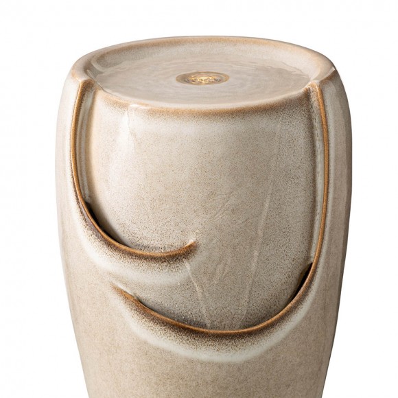 Glitzhome Glitzhome 21.25"H Sand Beige Ceramic Pot Fountain With Pump And LED Light