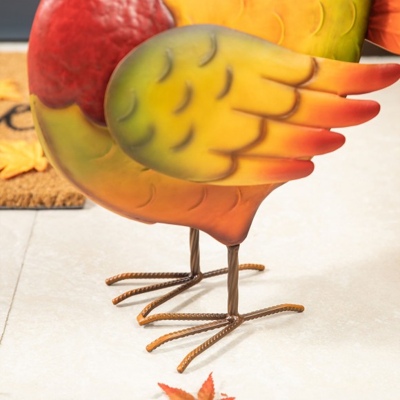 Glitzhome Glitzhome 21.5"H Thanksgiving Metal Turkey Porch Decor