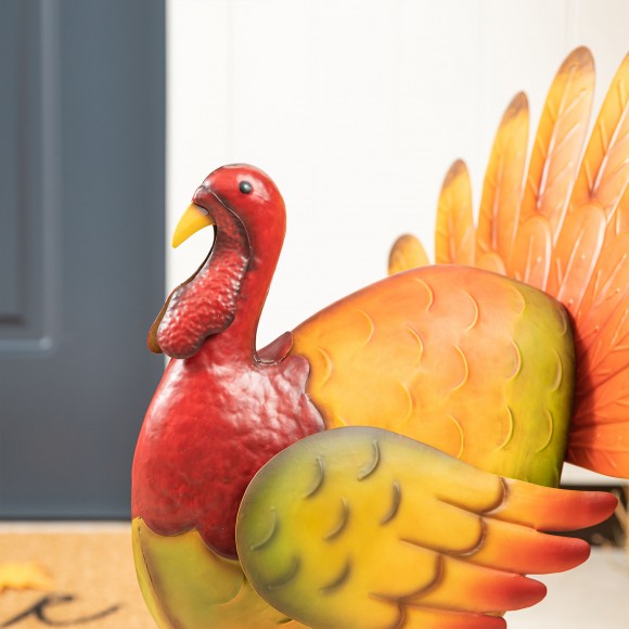 Glitzhome Glitzhome 21.5"H Thanksgiving Metal Turkey Porch Decor