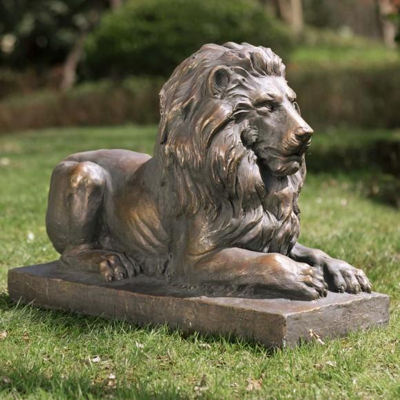 Glitzhome Glitzhome 21.5"L MGO Lying Guardian Lion Statue Set Of 2
