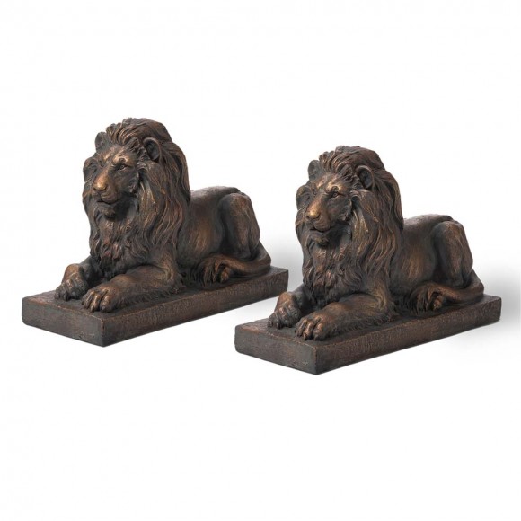 glitzhome Glitzhome 21.5"L MGO Lying Guardian Lion Statue Set of 2