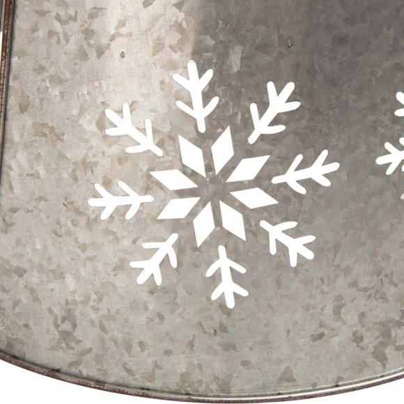 Glitzhome Glitzhome 21.65"D Snowflake Diecut Metal Tree Collar With Light String