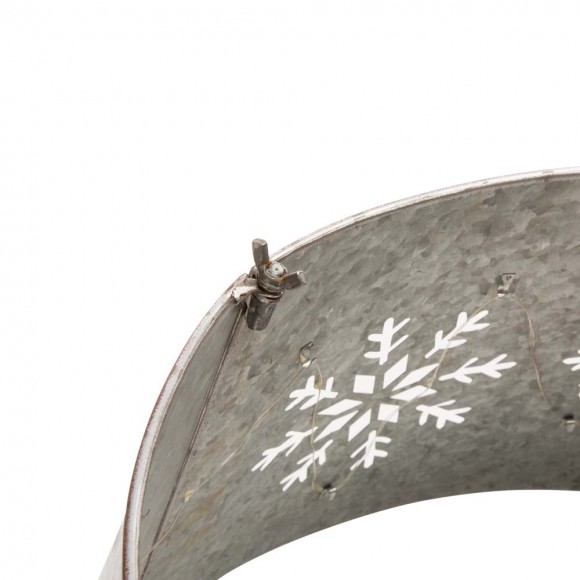 Glitzhome Glitzhome 21.65"D Snowflake Diecut Metal Tree Collar With Light String