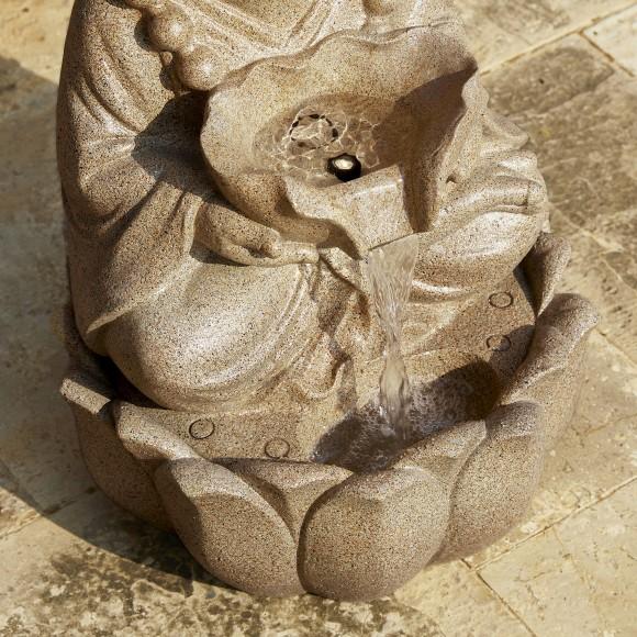 Glitzhome Glitzhome 21.75"H 2-Tiered Zen-Style Frog Sand Beige Polyresin Outdoor Fountain With Pump And LED Light (KD)