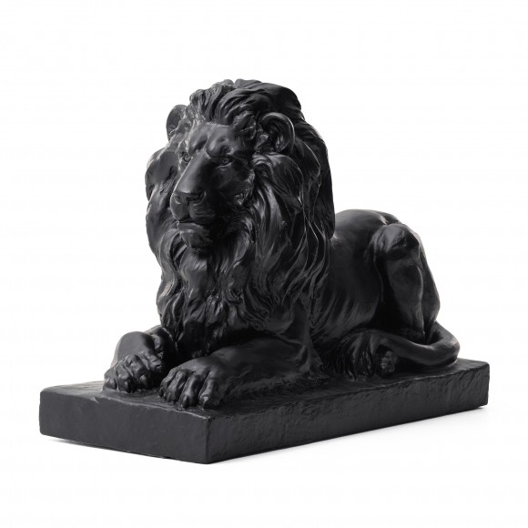 glitzhome Glitzhome 21.75"L MGO Black Lying Lion Garden Statue