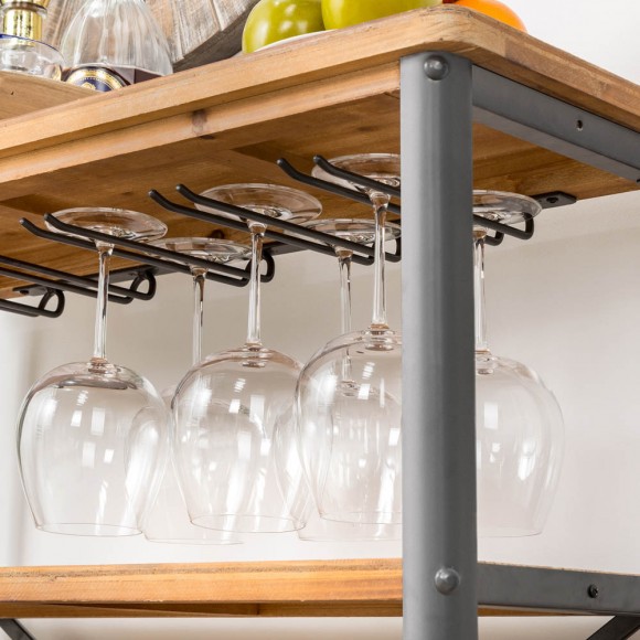 Glitzhome Glitzhome 21 Bottle Floor Wooden Wine Rack With Metal Frame