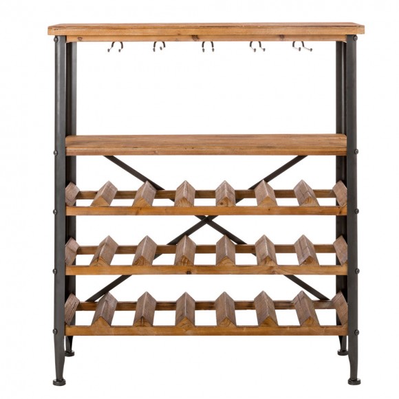 glitzhome Glitzhome 21 Bottle Floor Wooden Wine Rack with Metal Frame