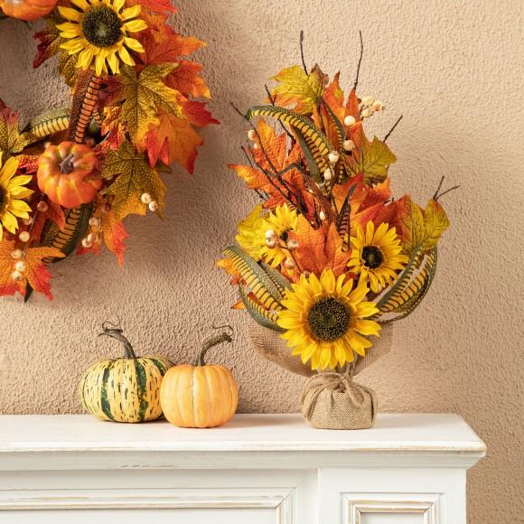 Glitzhome Glitzhome 21"H Fall Sunflower Leaf Table Tree