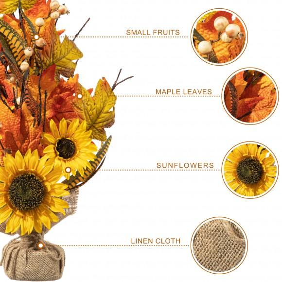Glitzhome Glitzhome 21"H Fall Sunflower Leaf Table Tree