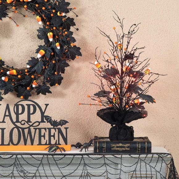 Glitzhome Glitzhome 21"H Lighted Halloween Candy Corn Berries Table Tree