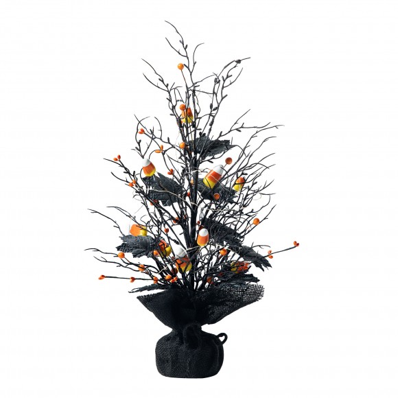 Glitzhome Glitzhome 21"H Lighted Halloween Candy Corn Berries Table Tree