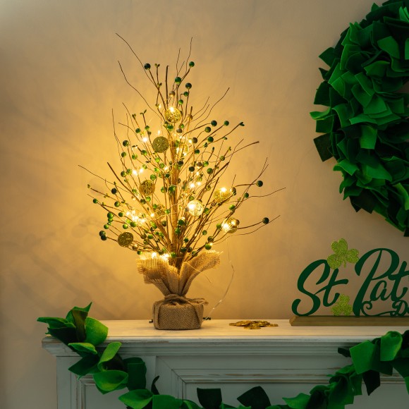 Glitzhome Glitzhome 21"H Lighted St.Patrick's Gold Coin Table Tree