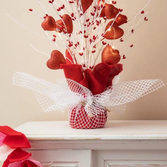 Glitzhome Glitzhome 21"H Lighted Valentine's Heart Table Tree