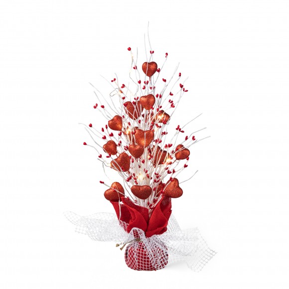 glitzhome Glitzhome 21"H Lighted Valentine's Heart Table Tree