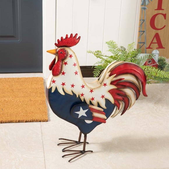 Glitzhome Glitzhome 21"H Metal Patriotic Rooster Porch Décor