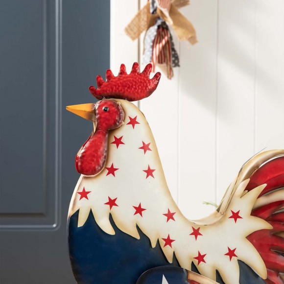 Glitzhome Glitzhome 21"H Metal Patriotic Rooster Porch Décor