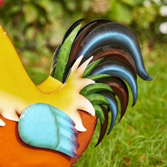 Glitzhome Glitzhome 21"H Metal Vibrant Standing Rooster Garden Statue