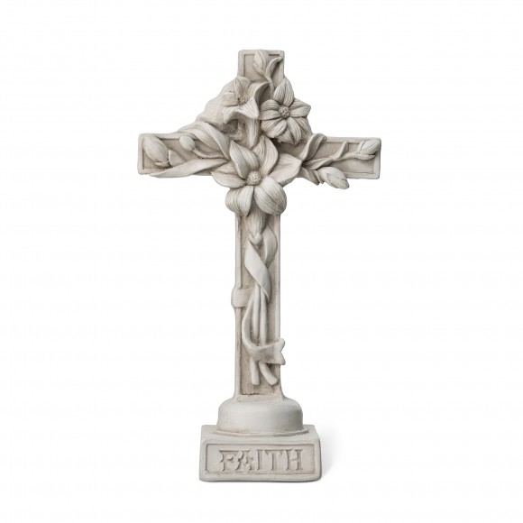glitzhome Glitzhome 21"H MGO Holy Cross with Lily Garden Statue