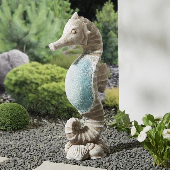 Glitzhome Glitzhome 21"H MGO Marine Faux Granite And Mosaic Sea Horse Statue