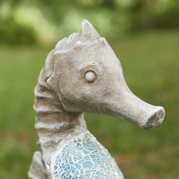 Glitzhome Glitzhome 21"H MGO Marine Faux Granite And Mosaic Sea Horse Statue