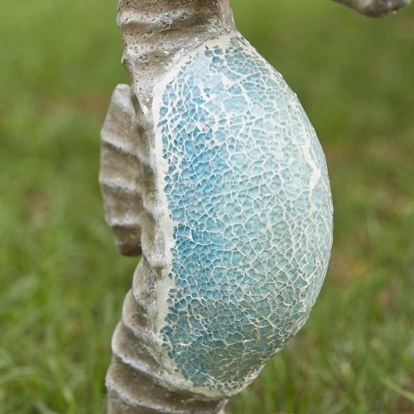 Glitzhome Glitzhome 21"H MGO Marine Faux Granite And Mosaic Sea Horse Statue