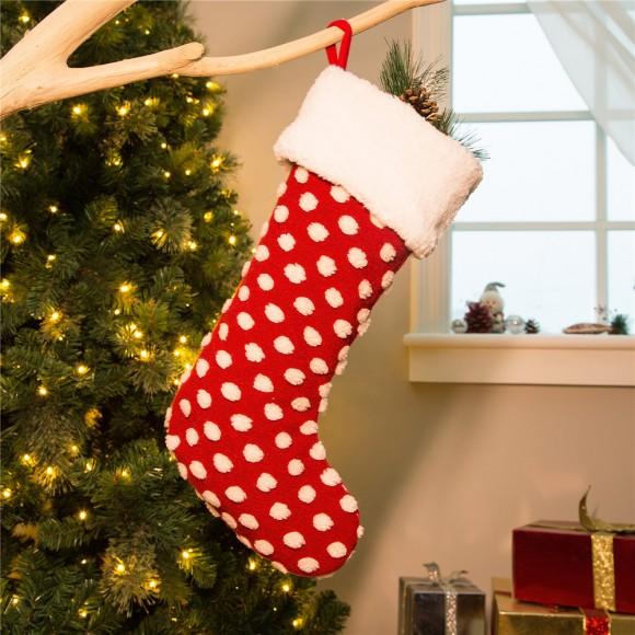 Glitzhome Glitzhome 21"L Fabric Pompom Stocking "Merry Christmas"