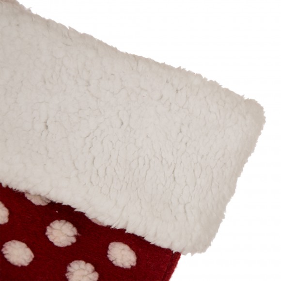 Glitzhome Glitzhome 21"L Fabric Pompom Stocking "Merry Christmas"