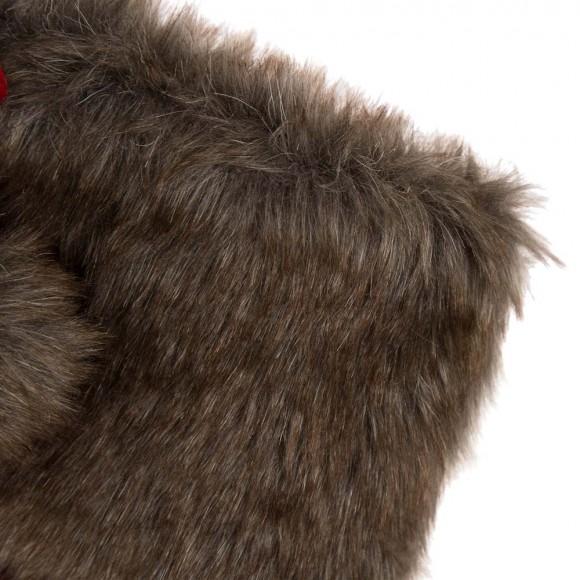 Glitzhome Glitzhome 21"L Fur Black/Red Buffalo Plaid Stocking