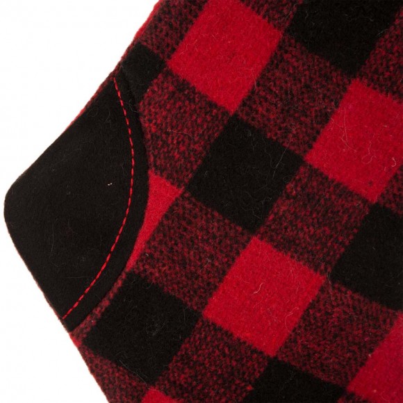 Glitzhome Glitzhome 21"L Fur Black/Red Buffalo Plaid Stocking