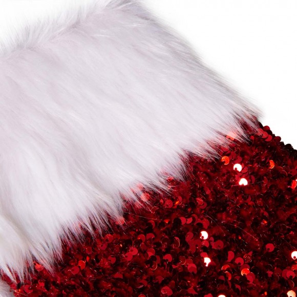 Glitzhome Glitzhome 21"L Red Sequin Christmas Stocking