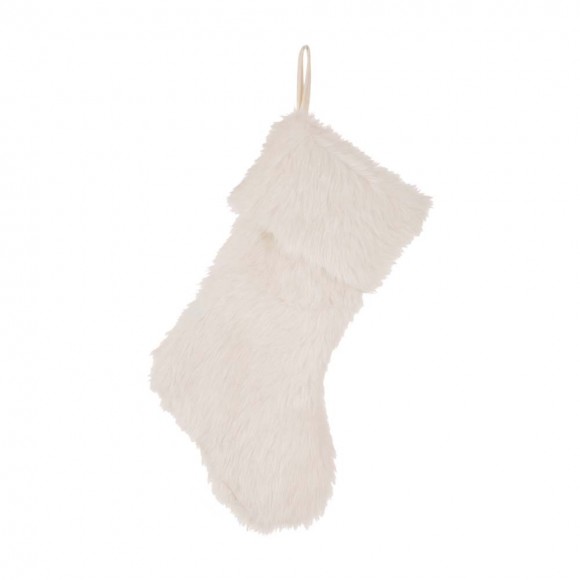 glitzhome Glitzhome 21"L White Plush Christmas Stocking