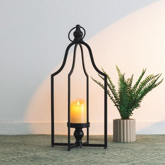 Glitzhome Glitzhome 22.00"H Modern Farmhouse Black Metal Candle Lantern