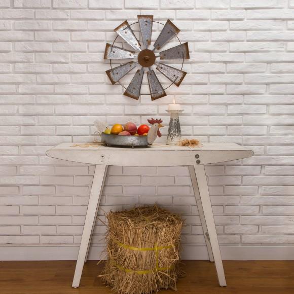 Glitzhome Glitzhome 22.05"D Farmhouse Metal Galvanized Wind Spinner Wall Décor