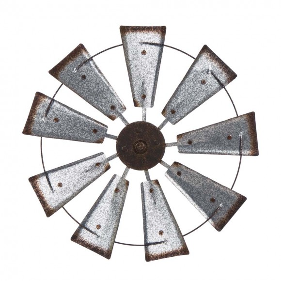 glitzhome Glitzhome 22.05"D Farmhouse Metal Galvanized Wind Spinner Wall Décor