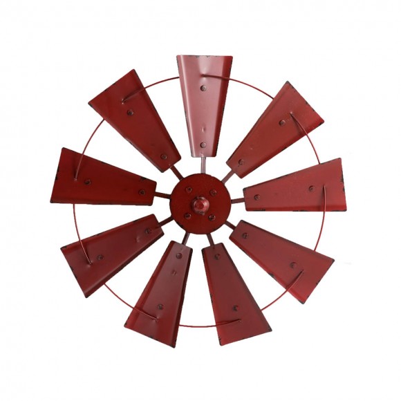 glitzhome Glitzhome 22.05"D Vintage Red Metal Wind Spinner Wall Décor